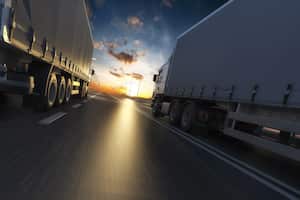 Representación 3D del concepto de transporte genérico al amanecer