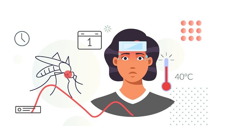Dengue Fever (DENV) - Key Symptom-High Fever - Stock Illustration as EPS 10 File